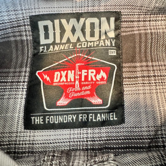 Dixxon Foundry FR Shirt Men's 2XT Big Tall Gray Plaid Flame Resistant Button Up - Picture 3 of 5